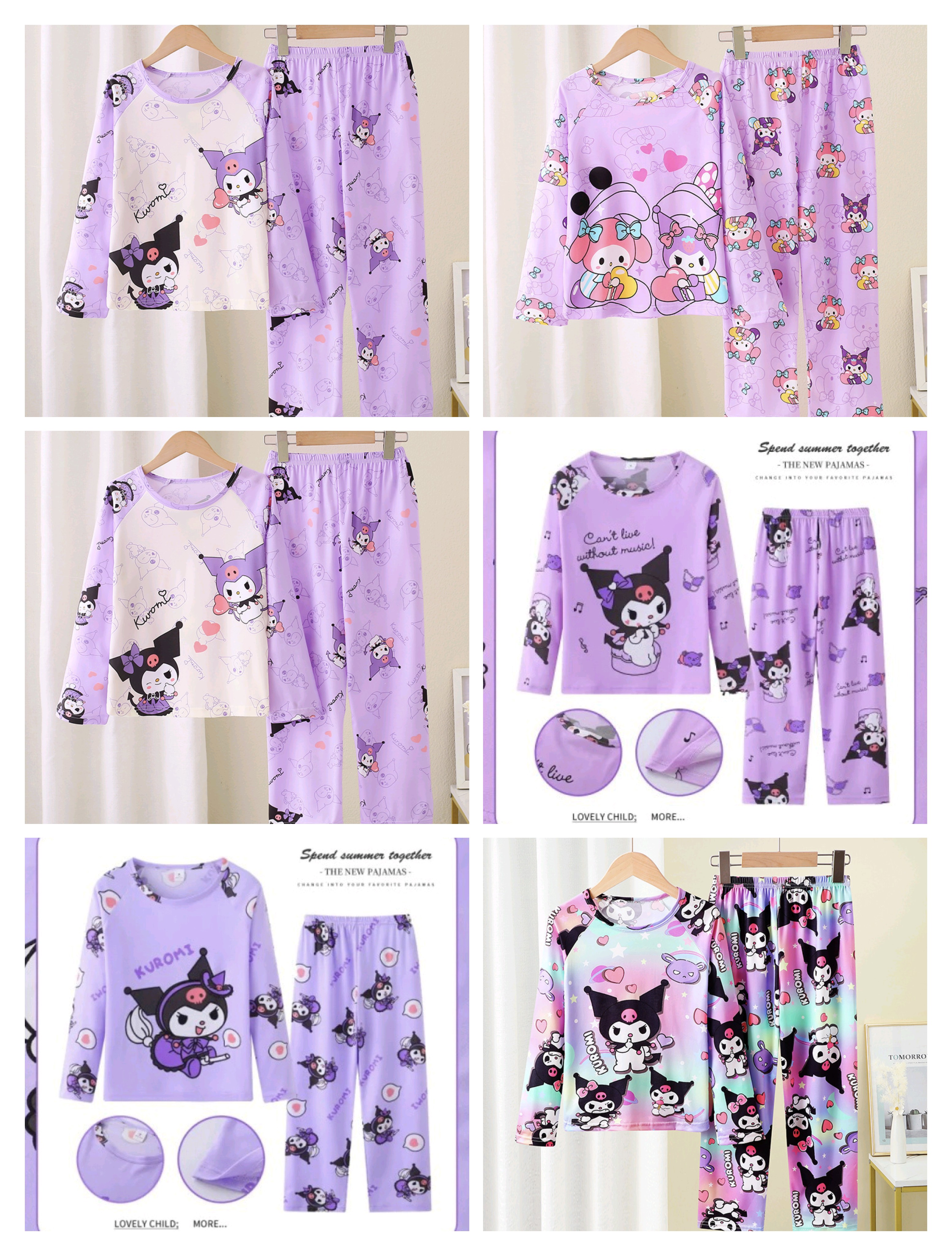 Pijama Temática Niños y Niñas (KUROMI) (2 pcs) Talla 8-18