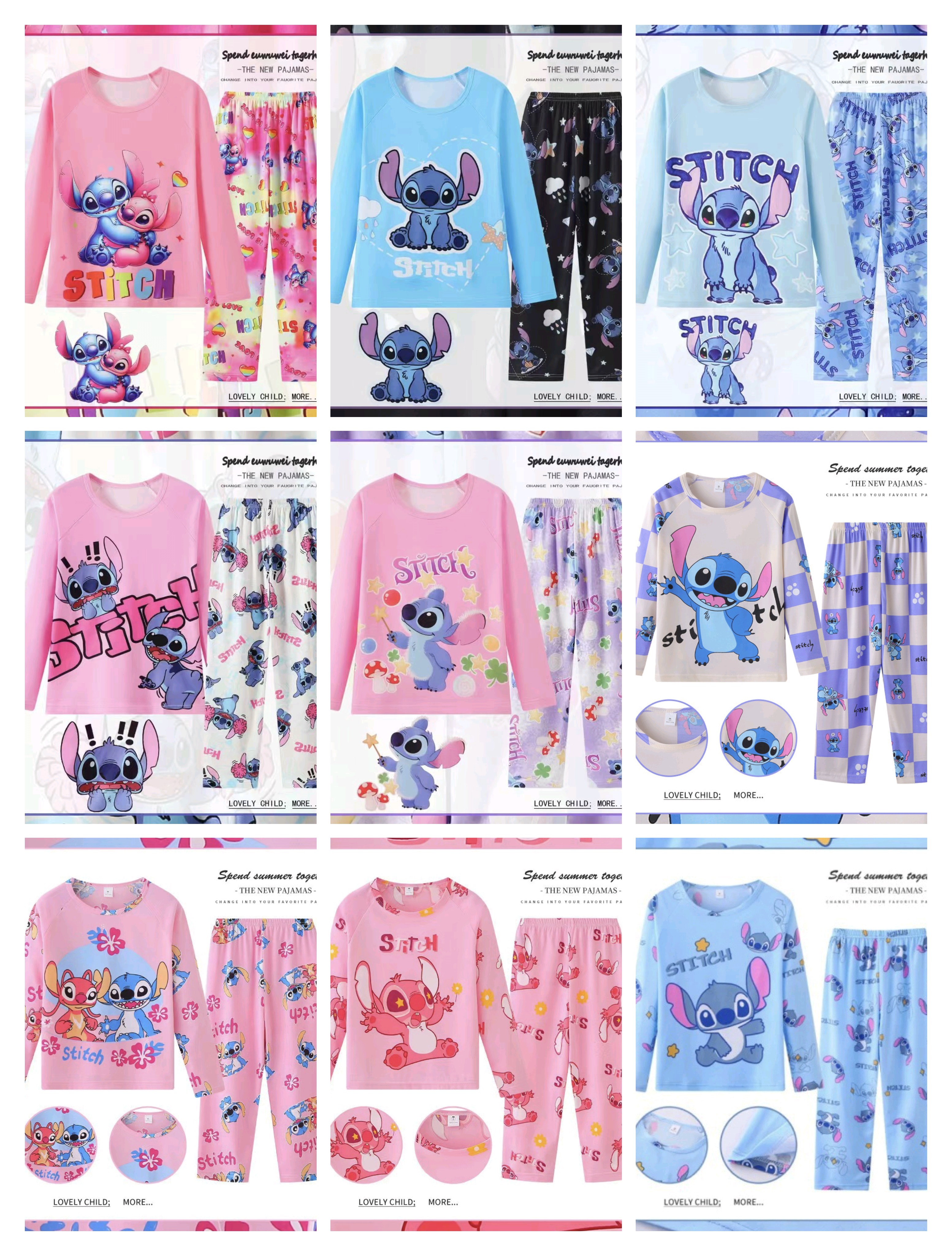 Pijama Temática Niños y Niñas (STITCH) (2 pcs) Talla 8-18